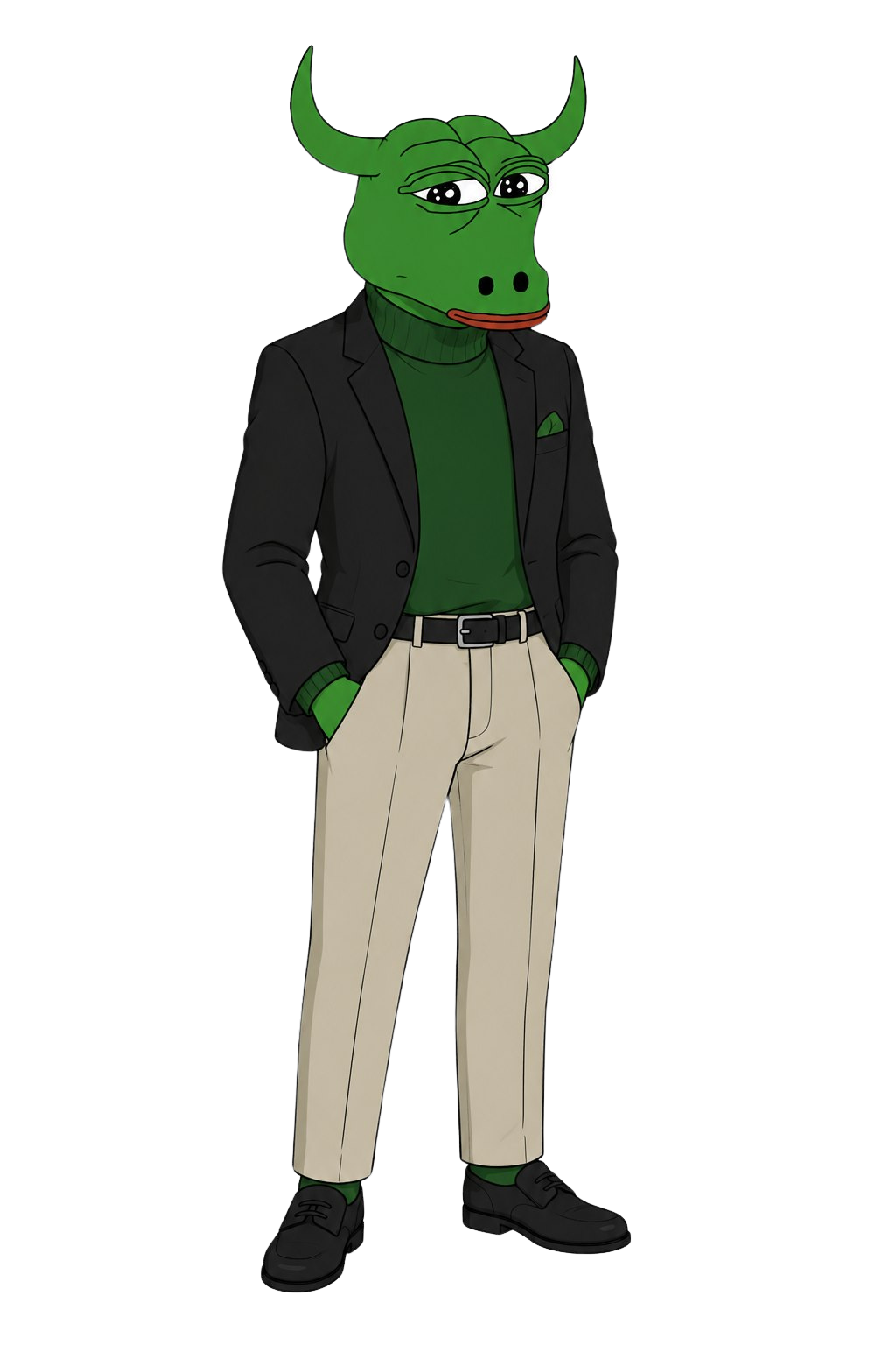 Pepe Bull character in a suit
